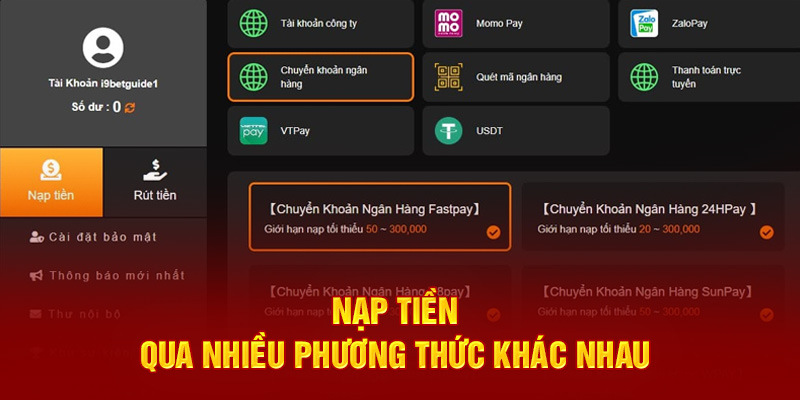 Điểm danh những cách nạp tiền tại nhà cái KG88